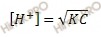 формула вычисления равновесной концентрации ионов водорода