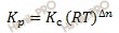 формула константа химического равновесия через парциальное давление