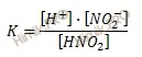 формула нахождения константы диссоциации азотистой кислоты