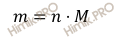 формула нахождения массы через химическое количество вещества
